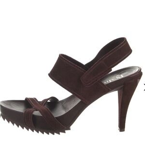 Pedro Garcia Dark Brown Suede Strappy Heels